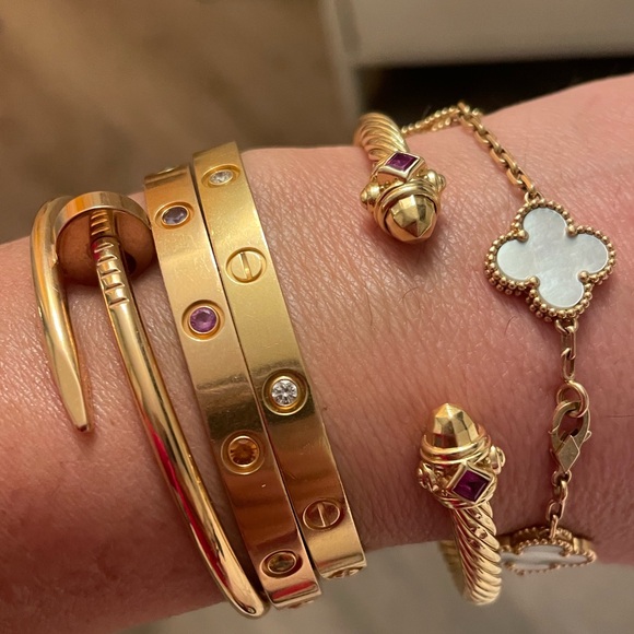 David Yurman Cable Bracelet Gold Ruby Cablespira 5mm - Picture 3 of 7